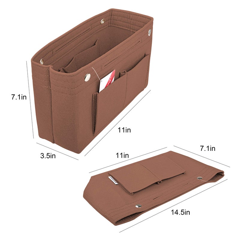 Vercord Felt Purse Tote Organizer Insert Divider Inside Handbag for Women Medium Coffee - Image 3